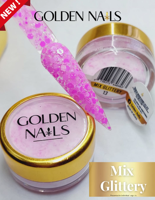 MIX GLITTERY #13 GOLDEN NAIL.S
